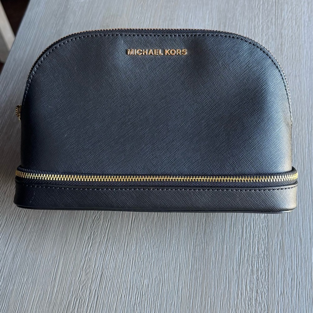 Michael Kors Saffiano Leather Zip Cosmetic Toiletry Bag